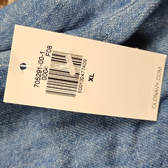 NWT Old Navy 100% Cotton Denim Blue Button Down Short Sleeve Shirt Dress - Picture 10 of 16